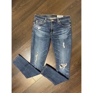 AG Jeans Adriano Goldschmied‎ Legging Ankle Super Skinny Distressed 27 Destroyed